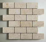 2 X 4 Ivory Travertine Tumbled Brick Mosaic Tile-Travertine Mosaic-American Tile Depot