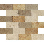 2 X 4 Mixed Travertine Split-Faced Brick Mosaic Tile-Mixed Mosaic-American Tile Depot