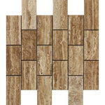 2 X 4 Noce Exotic Travertine (Vein-Cut) Polished & Unfilled Brick Mosaic Tile-Travertine Mosaic-American Tile Depot