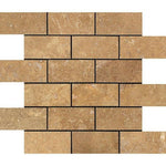 2 X 4 Noce Travertine Filled & Honed Brick Mosaic Tile-Travertine Mosaic-American Tile Depot