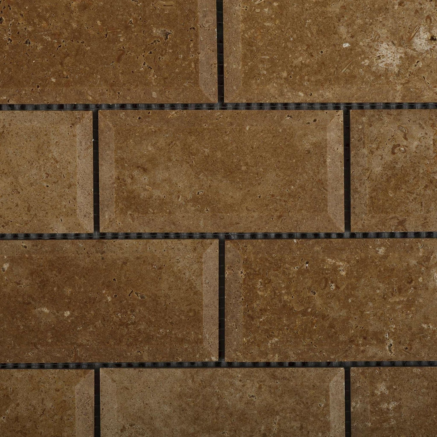 2 X 4 Noce Travertine Honed & Beveled Brick Mosaic-Travertine Mosaic-American Tile Depot