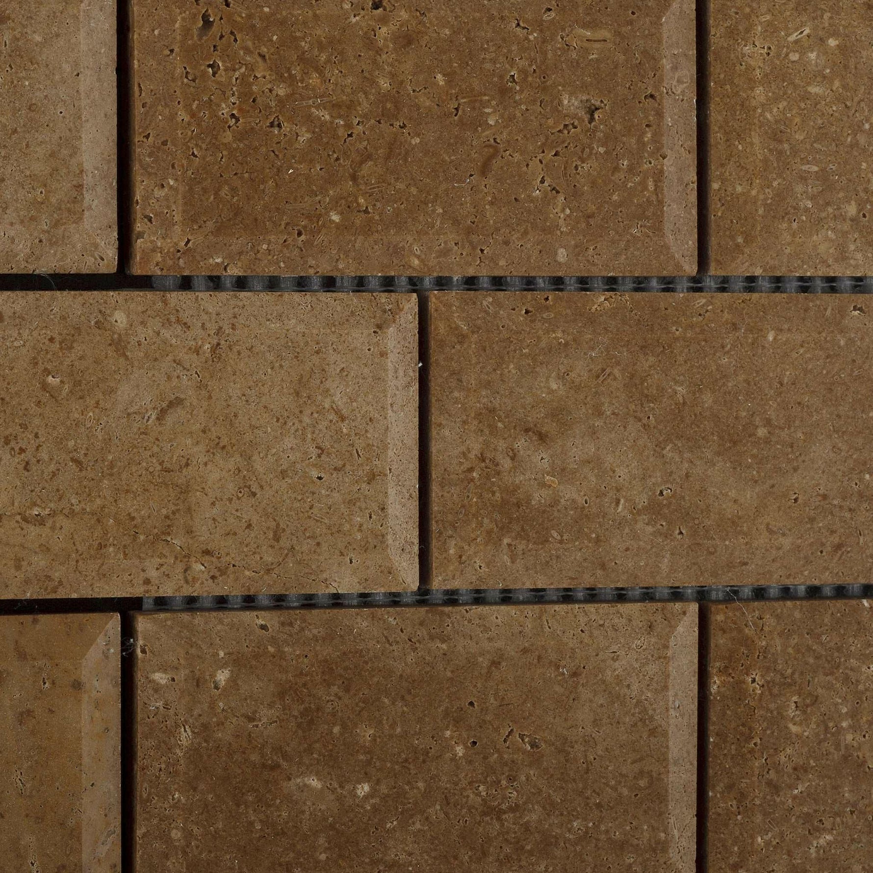 2 X 4 Noce Travertine Honed & Beveled Brick Mosaic-Travertine Mosaic-American Tile Depot