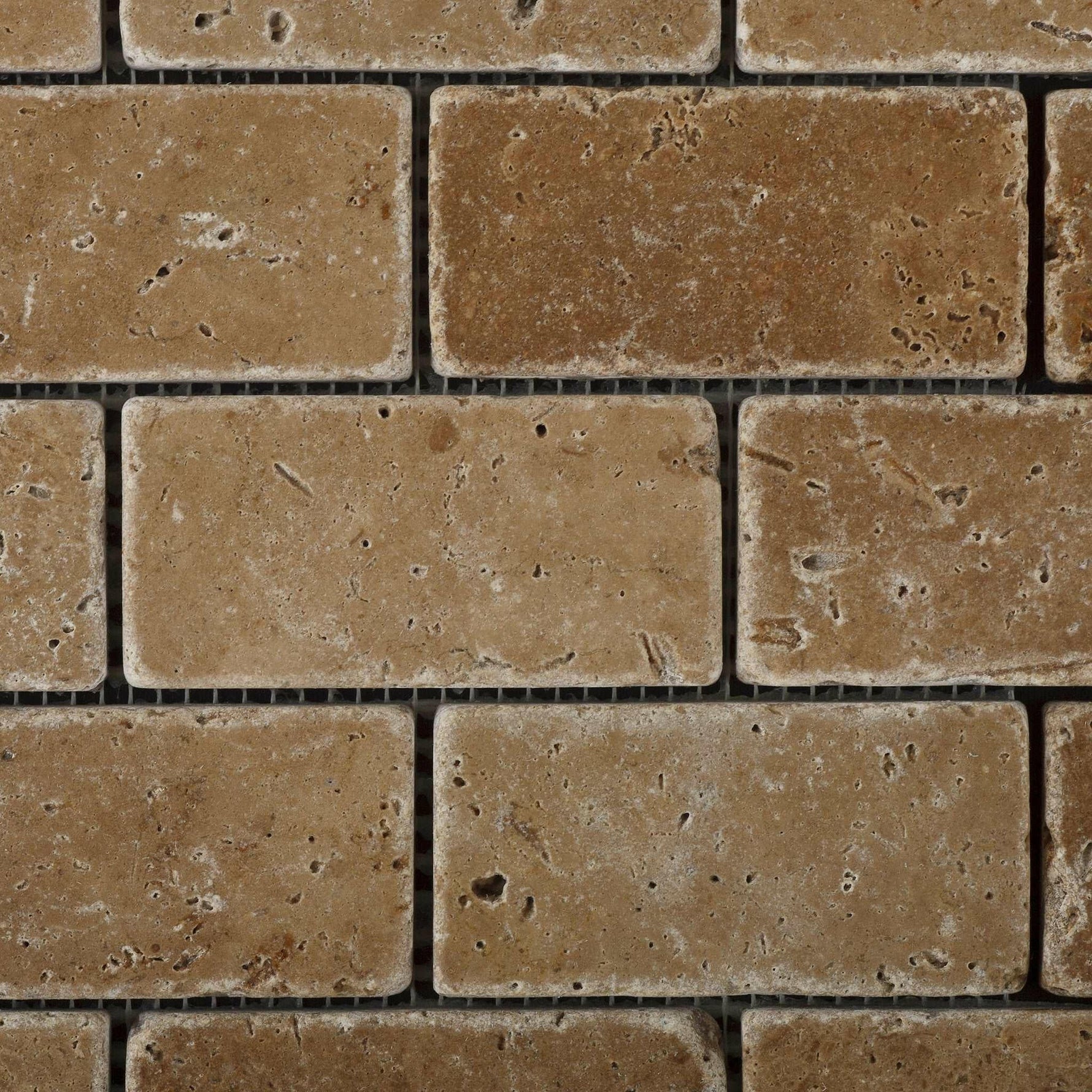 2 X 4 Noce Travertine Tumbled Brick Mosaic Tile-Travertine Mosaic-American Tile Depot