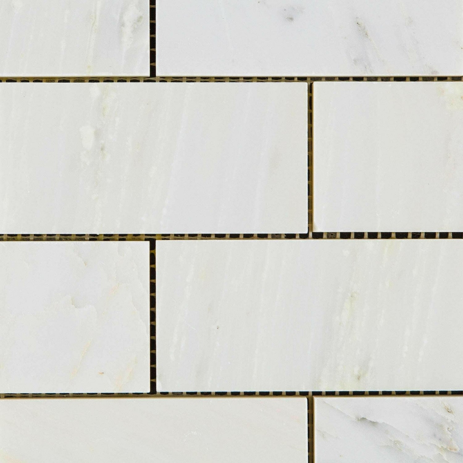 2 X 4 Oriental White / Asian Statuary Marble Polished Brick Mosaic Tile-Marble Mosaic-American Tile Depot