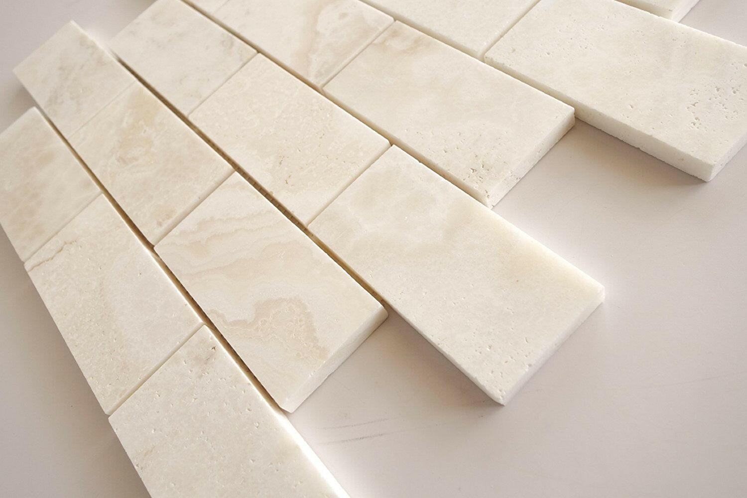 2 X 4 Premium White Onyx CROSS-CUT Polished Brick Mosaic Tile-Onyx Mosaic-American Tile Depot