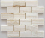 2 X 4 Premium White Onyx VEIN-CUT Polished Brick Mosaic Tile-Onyx Mosaic-American Tile Depot