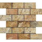 2 X 4 Scabos Travertine Polished Brick Mosaic Tile-Travertine Mosaic-American Tile Depot