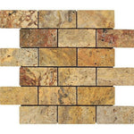 2 X 4 Scabos Travertine Tumbled Brick Mosaic Tile-Travertine Mosaic-American Tile Depot