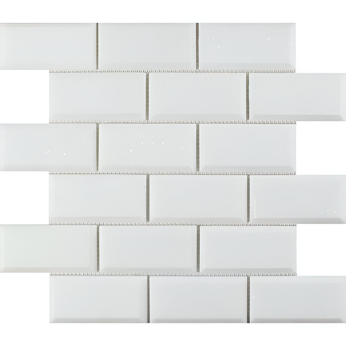 2 X 4 Thassos White Marble Honed & Beveled Brick Mosaic Tile-Marble Mosaic-American Tile Depot