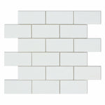 2 X 4 Thassos White Marble Honed Brick Mosaic Tile-Marble Mosaic-American Tile Depot