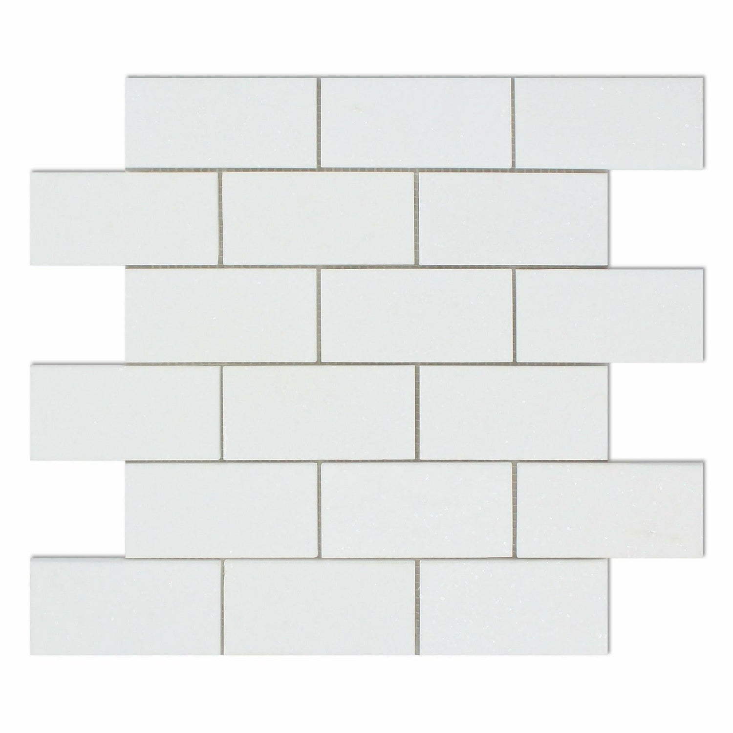 2 X 4 Thassos White Marble Honed Brick Mosaic Tile-Marble Mosaic-American Tile Depot