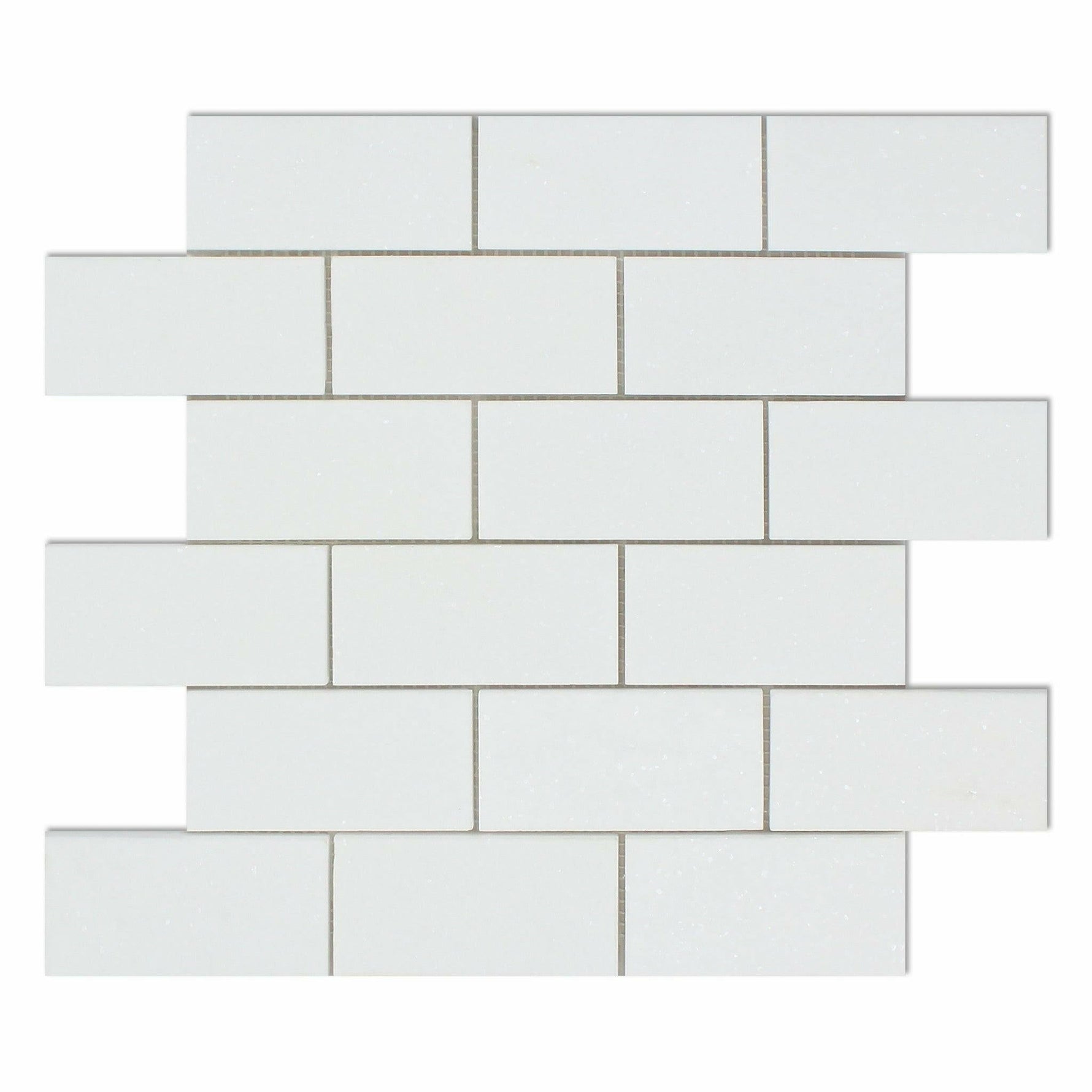 2 X 4 Thassos White Marble Honed Brick Mosaic Tile-Marble Mosaic-American Tile Depot