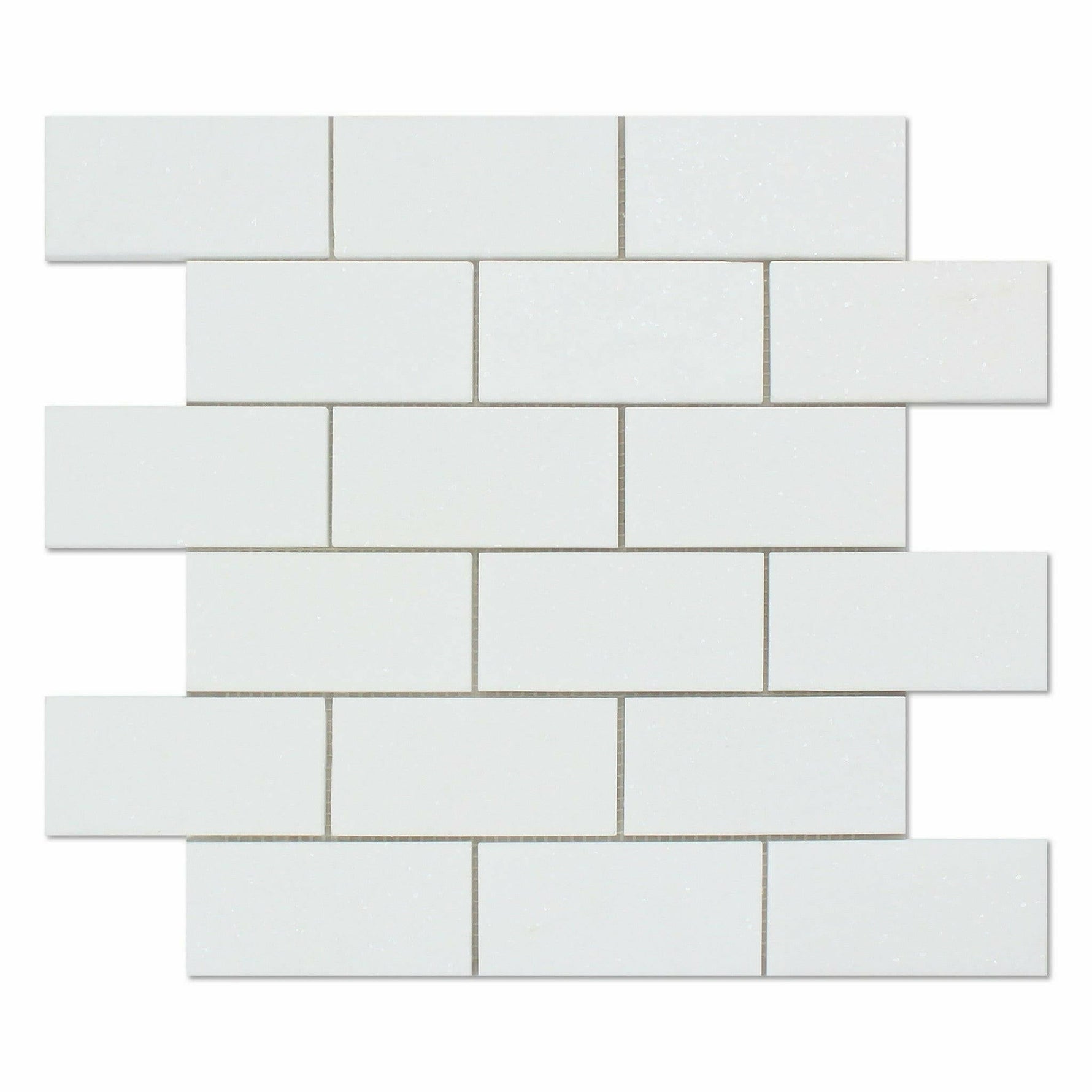 2 X 4 Thassos White Marble Honed Brick Mosaic Tile-Marble Mosaic-American Tile Depot