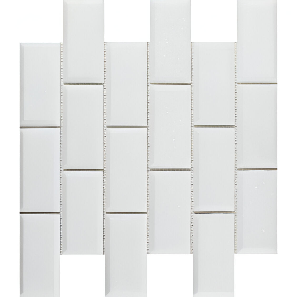 2 X 4 Thassos White Marble Polished & Beveled Brick Mosaic Tile-Marble Mosaic-American Tile Depot