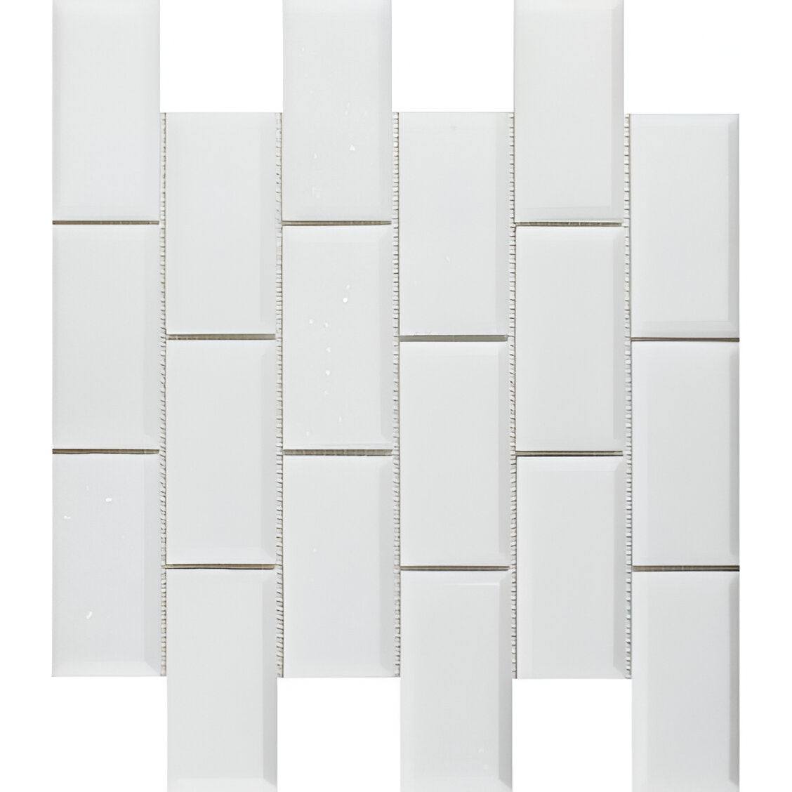 2 X 4 Thassos White Marble Polished & Beveled Brick Mosaic Tile-Marble Mosaic-American Tile Depot