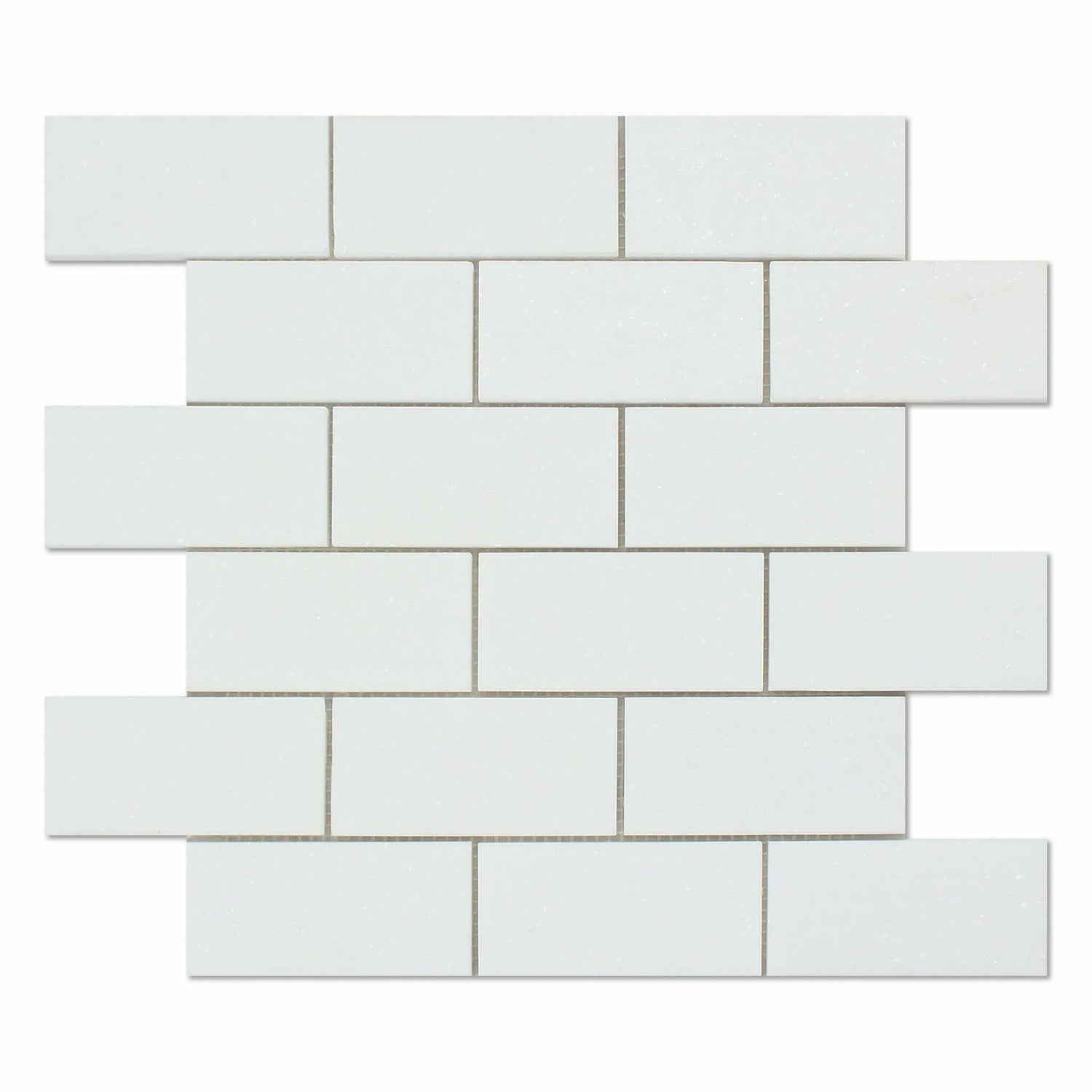 2 X 4 Thassos White Marble Polished Brick Mosaic Tile-Marble Mosaic-American Tile Depot