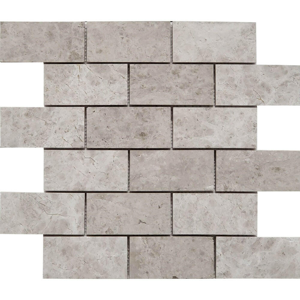 2 X 4 Tundra Gray (Atlantic Gray) Marble Honed Brick Mosaic Tile-Marble Mosaic-American Tile Depot