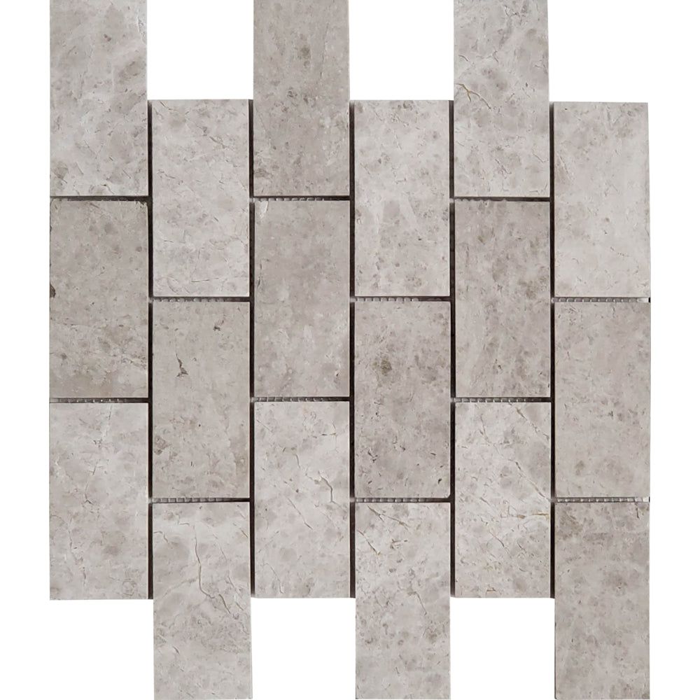 2 X 4 Tundra Gray (Atlantic Gray) Marble Polished Brick Mosaic Tile-Marble Mosaic-American Tile Depot