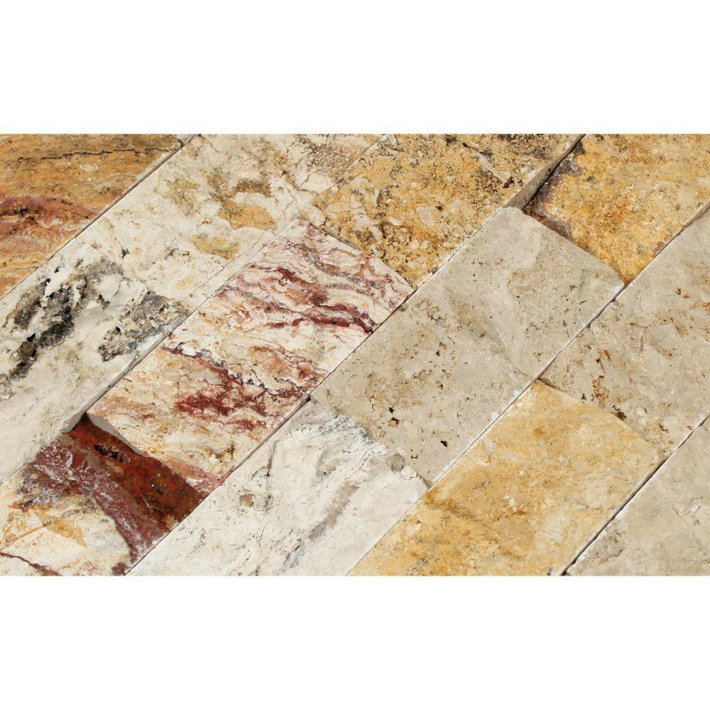 2 X 4 Valencia Travertine Split-Faced Brick Mosaic Tile-Travertine Mosaic-American Tile Depot