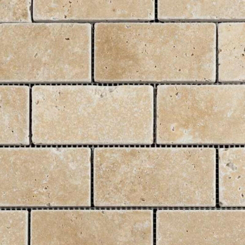 2 X 4 Walnut Travertine Tumbled Brick Mosaic Tile-Travertine Mosaic-American Tile Depot