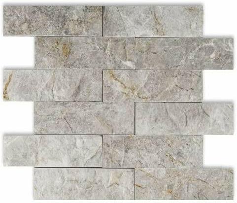 2 X 6 Tundra Gray (Atlantic Gray) Marble Split-Faced Mosaic Tile-Marble Mosaic-American Tile Depot