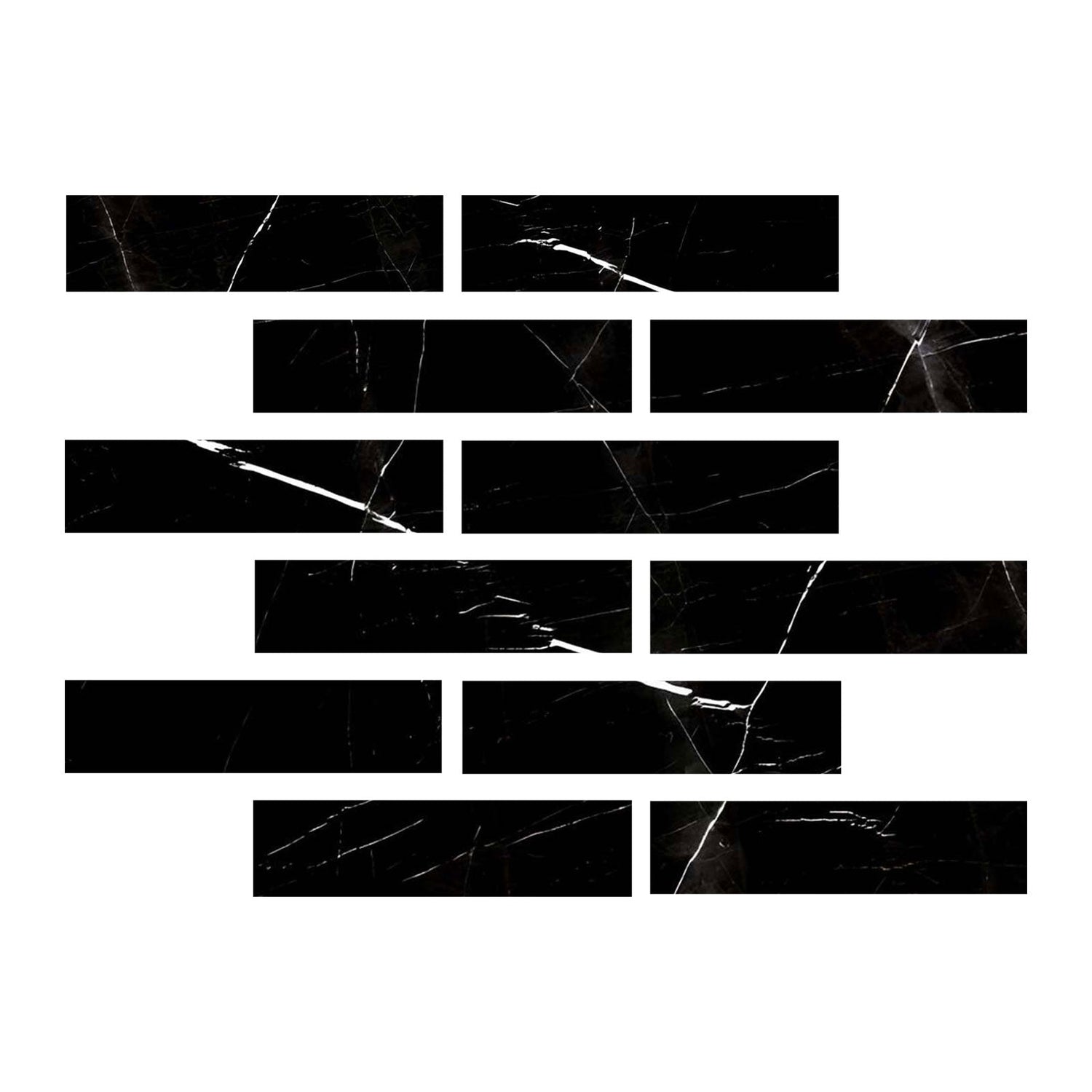 2 X 8 Black Marquina Marble Honed Tile-Marble Tile-American Tile Depot