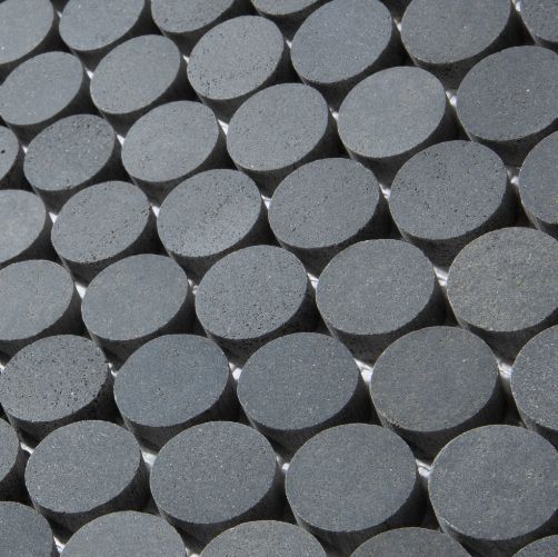 2 x 2 Curvus Basalt Large Honed Circular Marble Mosaic Tile-Marble Mosaic-American Tile Depot