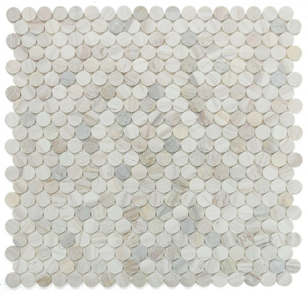 2 x 2 Curvus Eura Large Honed Circular Marble Mosaic Tile-Marble Mosaic-American Tile Depot