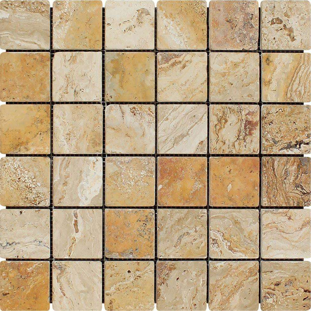 2 X 2 Valencia Travertine Tumbled Mosaic Tile-Travertine Mosaic-American Tile Depot