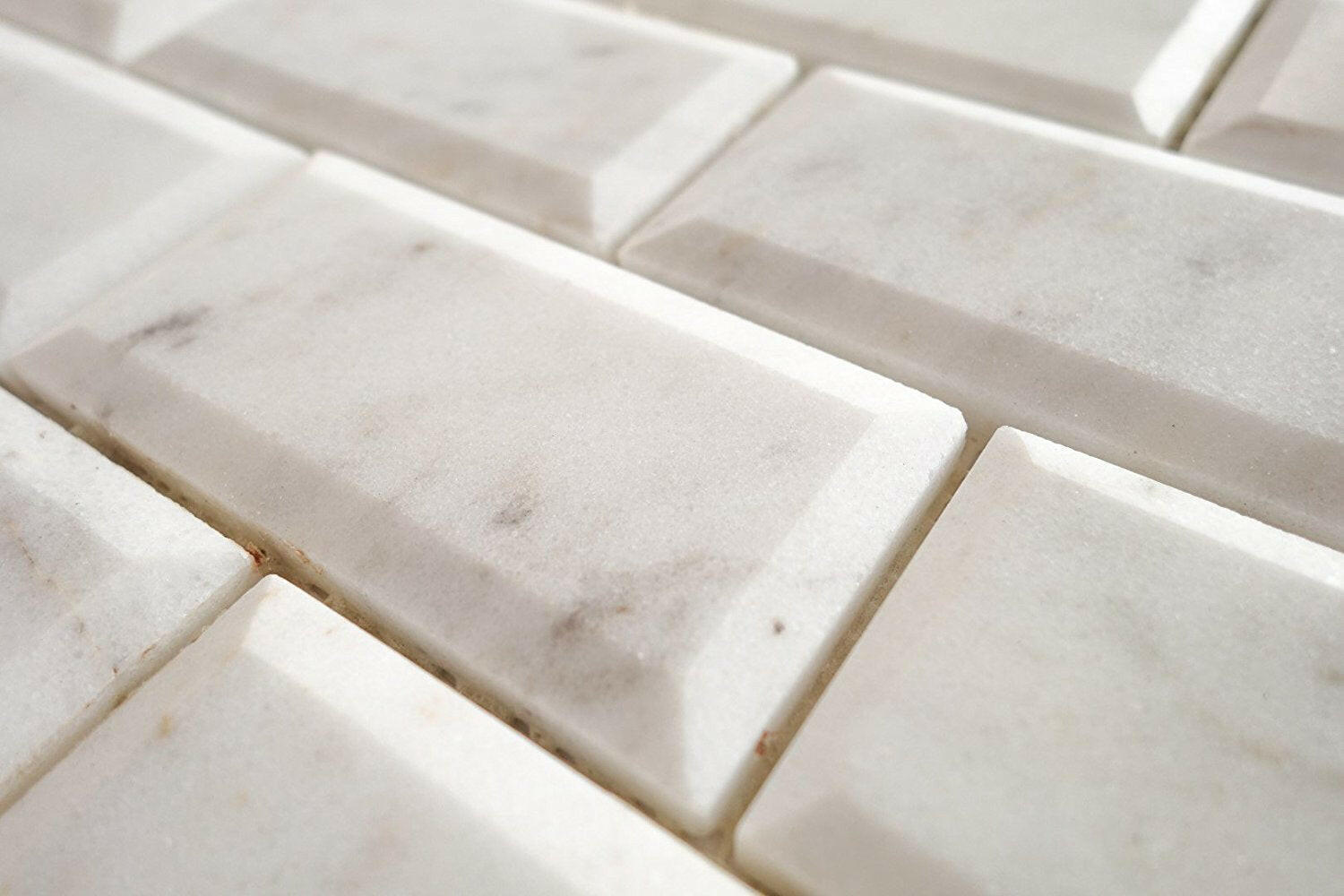 2 x 4 Bianco Venatino (Bianco Mare) Marble Honed & Beveled Brick Mosaic Tile-Marble Mosaic-American Tile Depot