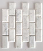 2 x 4 Bianco Venatino (Bianco Mare) Marble Honed & Beveled Brick Mosaic Tile-Marble Mosaic-American Tile Depot