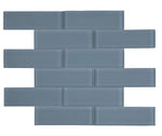 2 x 6 Oceanhouse Blue Shining Glossy Subway Glass Mosaic Tile-Glass Mosaic-American Tile Depot