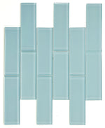 2 x 6 Oceanhouse Mint Glossy Subway Glass Mosaic Tile-Glass Mosaic-American Tile Depot