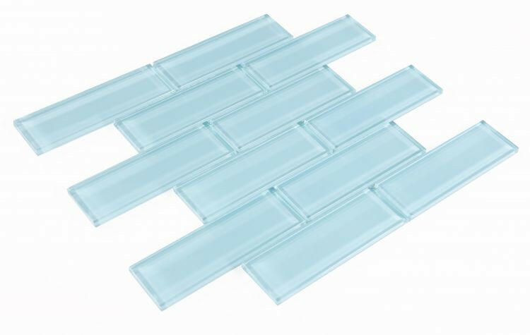 2 x 6 Oceanhouse Teal Glossy Subway Glass Mosaic Tile-Glass Mosaic-American Tile Depot