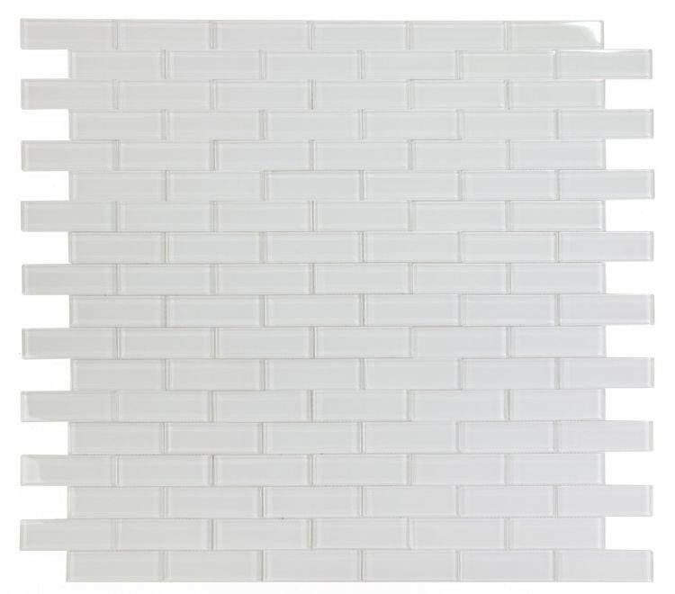 2 x 6 Oceanhouse White Shining Glossy Subway Glass Mosaic Tile-Glass Mosaic-American Tile Depot