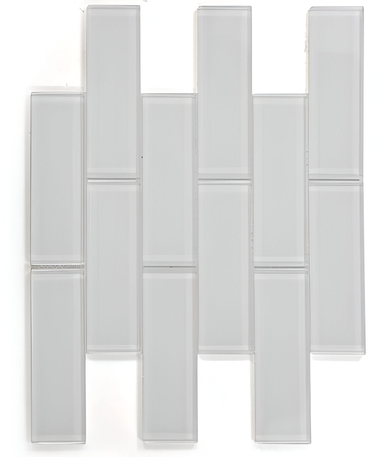 2 x 6 Oceanhouse White Shining Glossy Subway Glass Mosaic Tile-Glass Mosaic-American Tile Depot