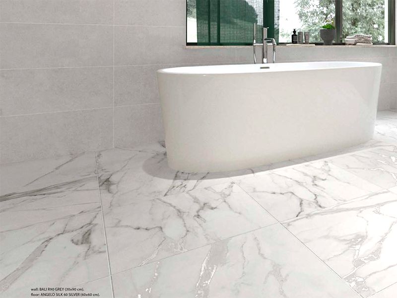 24 X 24 Angelo Silk Silver Matte Marble Look Porcelain Tile-Porcelain Tile Large Formate-American Tile Depot