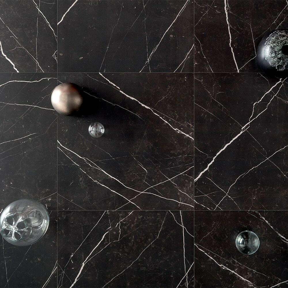 24 X 24 Black Marquina Marble Polished Tile-Marble Tile - Large Formate-American Tile Depot