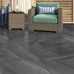 24 X 24 Crossover Anthracite Polished Marble Look Porcelain Tile-Porcelain Tile Large Formate-American Tile Depot