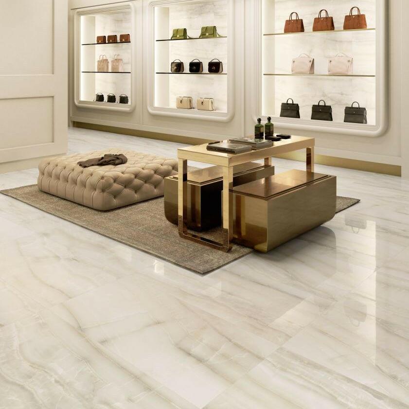 24 X 48 Akoya Ivory Polished Onyx Look Porcelain Tile-PORCELAIN-Large Format-American Tile Depot