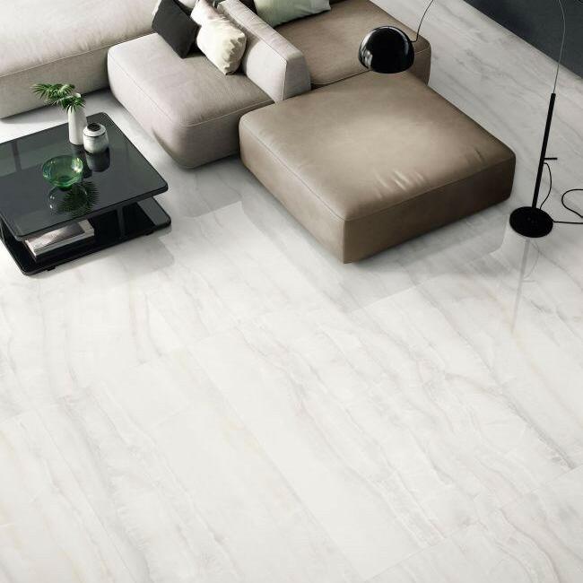 24 X 48 Akoya White Polished Onyx Look Porcelain Tile-PORCELAIN-Large Format-American Tile Depot