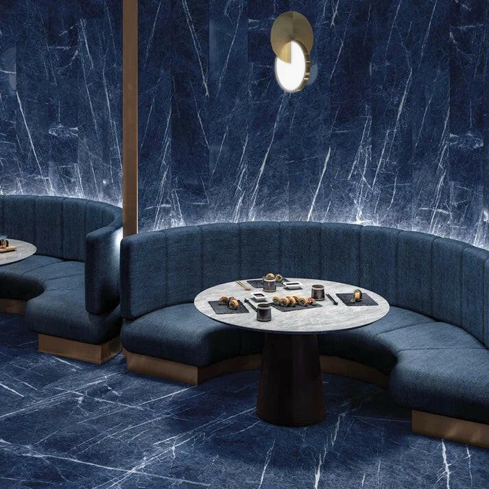 24 X 48 Antique Dark Blue Polished Marble Look Porcelain Tile-Porcelain Tile Large Formate-American Tile Depot