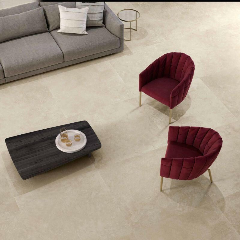 24 X 48 Appia Cross Cut Beige Polished Travertine Look Porcelain Tile-PORCELAIN-Large Format-American Tile Depot