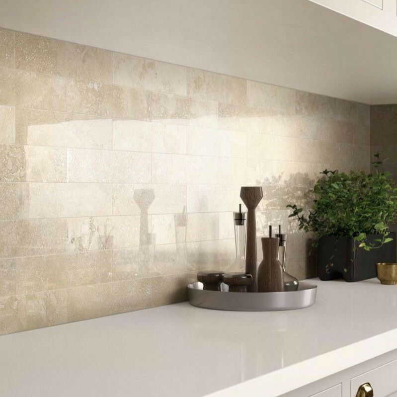 24 X 48 Appia Cross Cut Beige Polished Travertine Look Porcelain Tile-PORCELAIN-Large Format-American Tile Depot