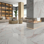 24 X 48 Calacatta Fantasy Pink Polished Marble Look Porcelain Tile-PORCELAIN-Large Format-American Tile Depot