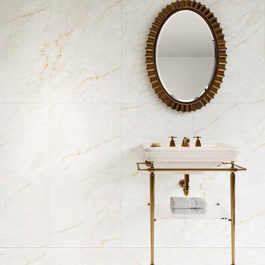 24 X 48 Calacatta Glam Polished Marble Look Porcelain Tile-Porcelain Tile Large Formate-American Tile Depot