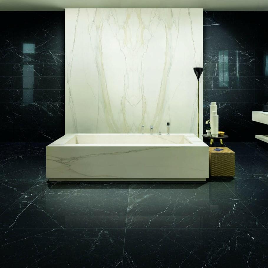 24 X 48 Classici Marquinia Glossy Marble Look Porcelain Tile-PORCELAIN-Large Format-American Tile Depot