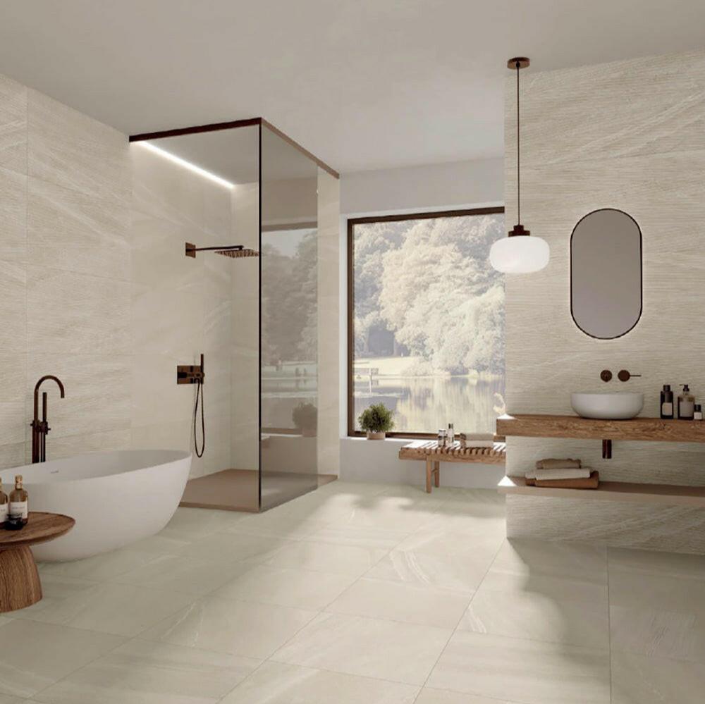 24 X 48 Docks Beige Matte Limestone Look Porcelain Tile-Porcelain Tile Large Formate-American Tile Depot