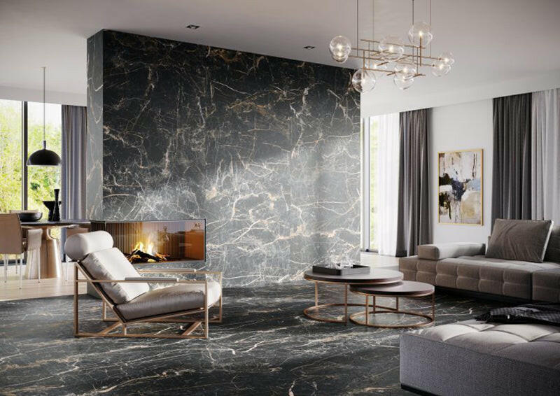 24 X 48 Markina Gold Polished Marble Look Porcelain Tile-Porcelain Tile Large Formate-American Tile Depot