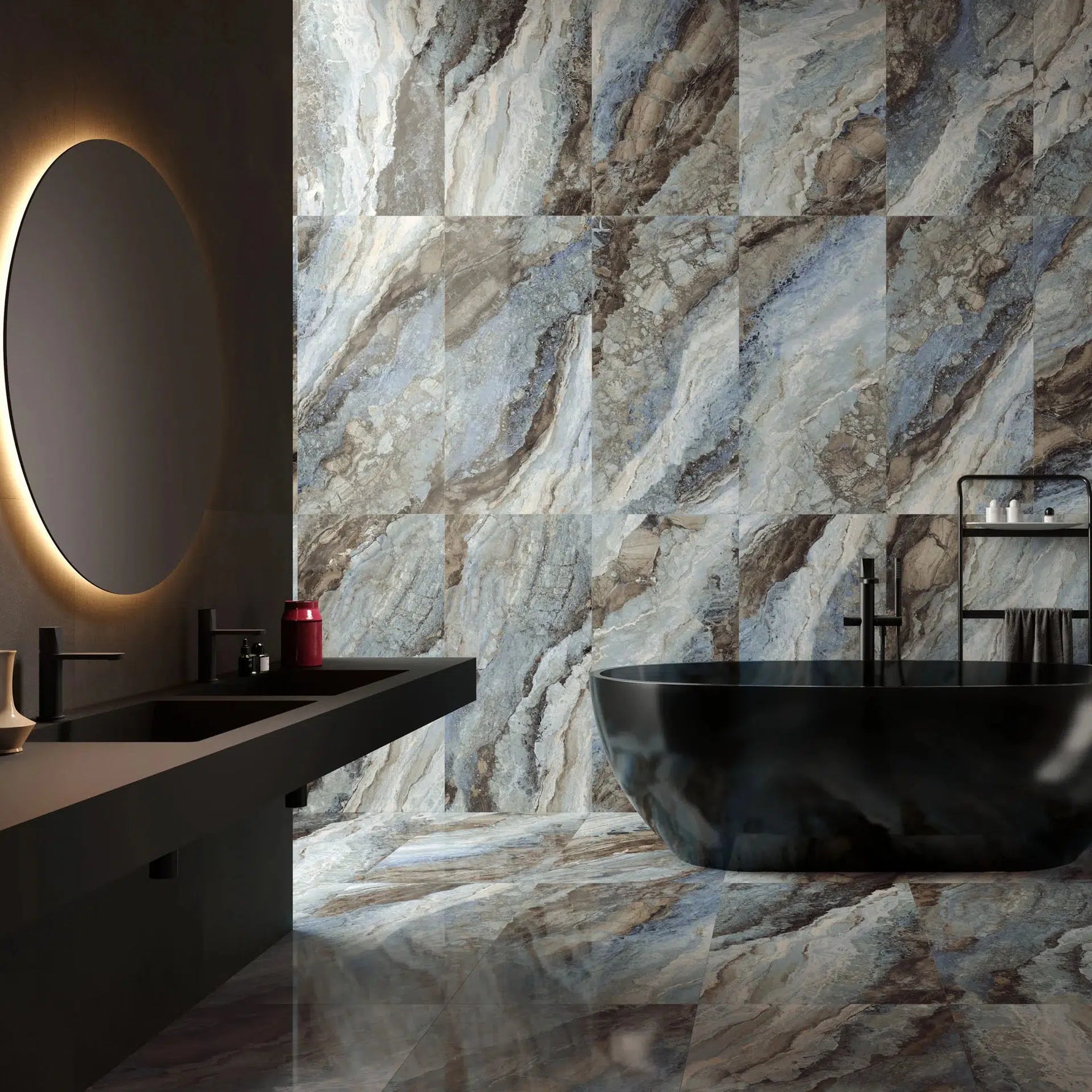 24 X 48 Mystic Ocean Polished Onyx Look Porcelain Tile-PORCELAIN-Large Format-American Tile Depot